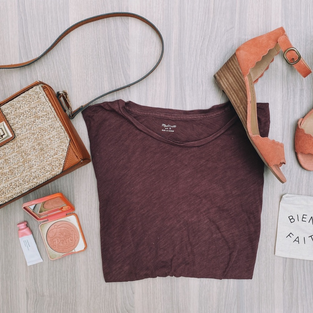 Madewell Short Sleeved Crew Neck Plum Tee Shirt